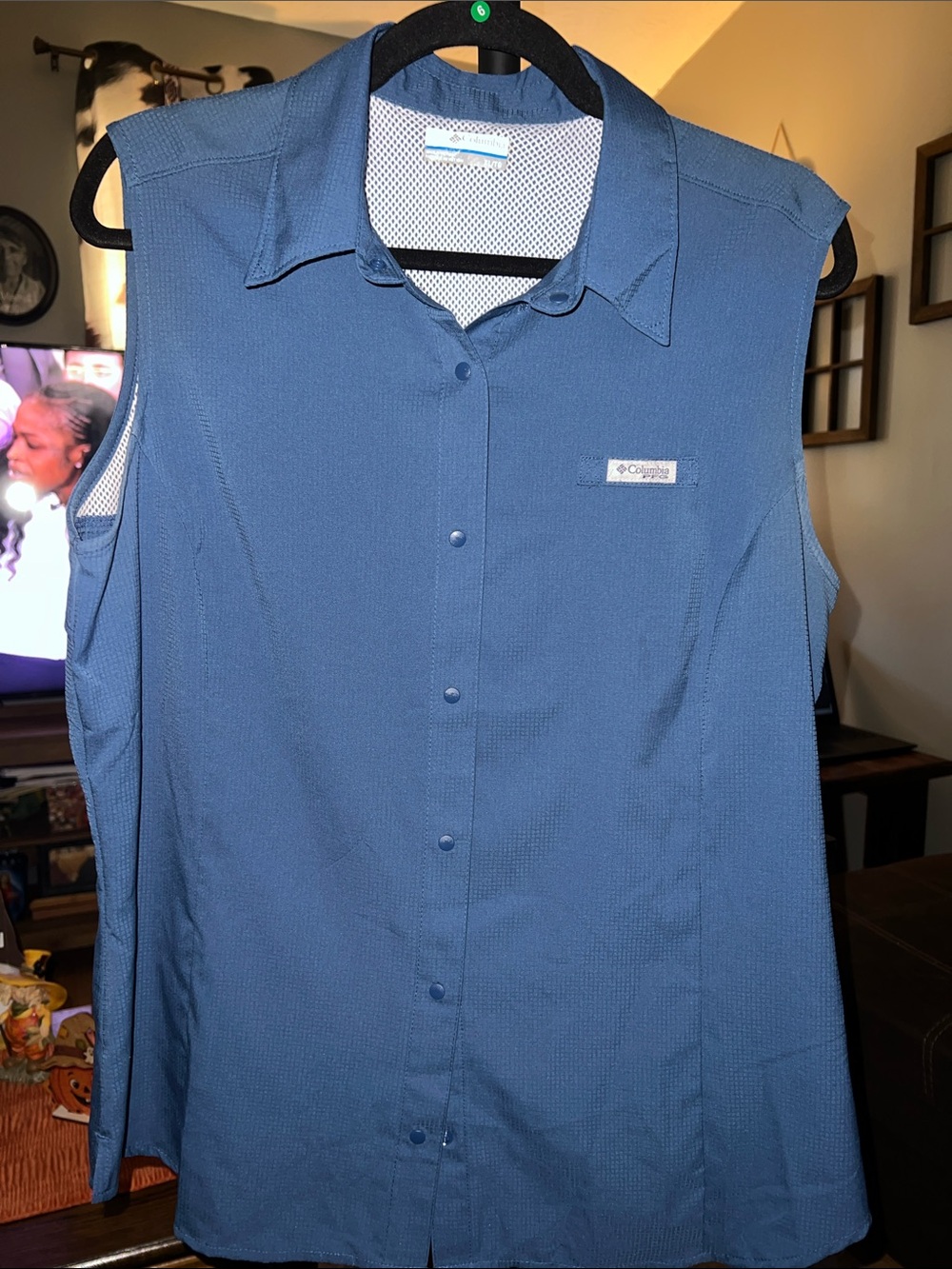 Columbia Men's Slate Blue Sleeveless Button-Down Shirt